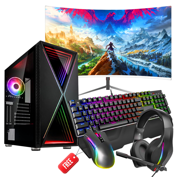 Full Gaming computer set 27” curved 280HZ monitor Intel Core i9 12900K Ram 32GB Nvidia RTX 5070 VR Ready Gaming PC, GPS 002