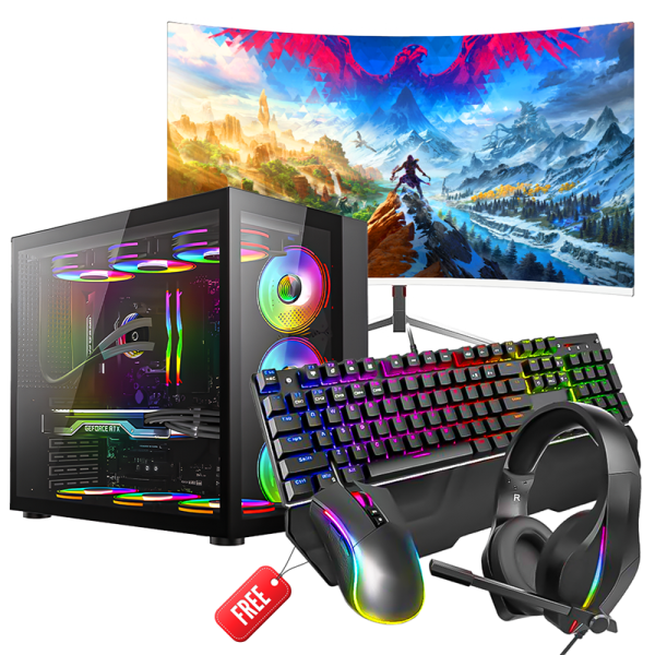 Full Gaming Pc set 27” curved monitor 280 HZ Intel CORE i9 12900K 64GB RGB 2TB M.2 RTX 5080 GAMING PC, GPS 004