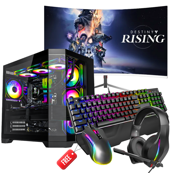 Full gaming pc set 27 inches curved 280 HZAMD RYZEN 9700x 3D 32GB DDR5 Memory 2TB NVMe GPU NVidia RTX 5070 ti Gaming PC Windows 11 Office Antivirus, GPS 006