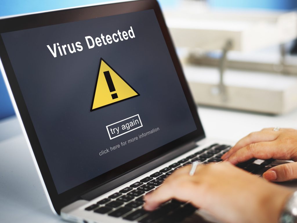 virus detected alert hacking piracy risk shield concept
