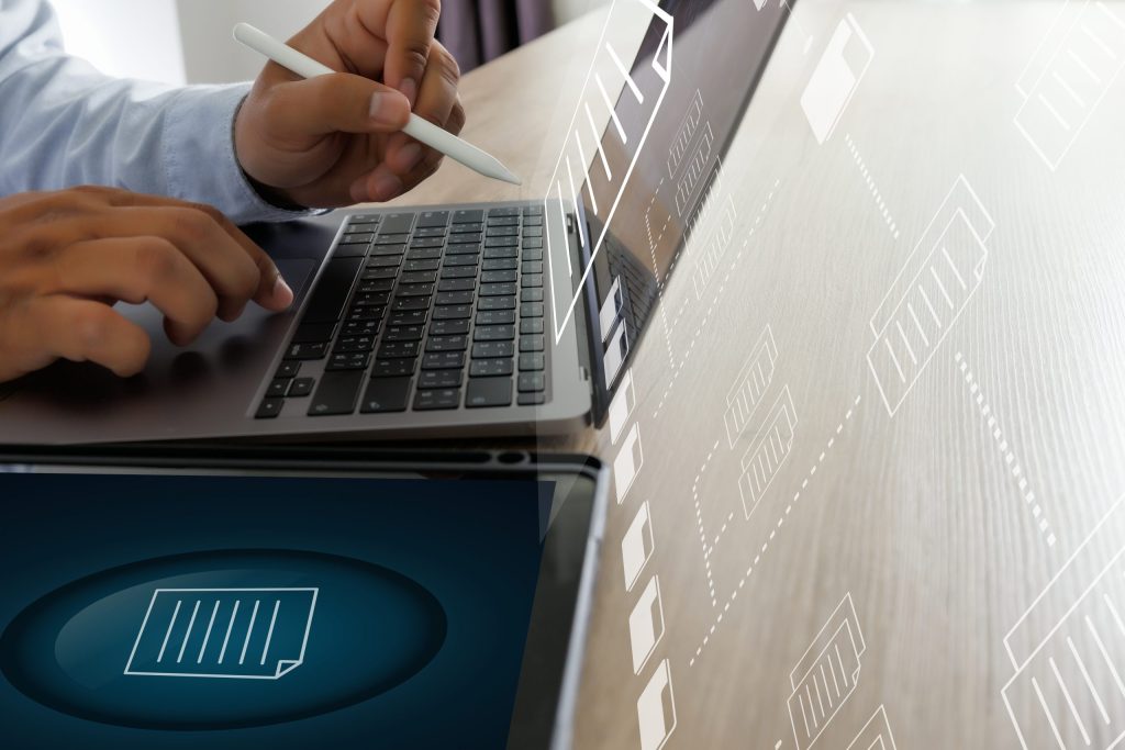 document management system dms businessman working manage files documentation