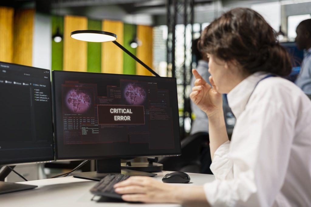 startup office software developer doing debugging pc fixing malfunctions it professional work