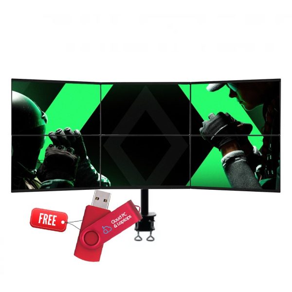 Refurbished 6 Monitor Full HD 1080p (6 x 24") 144” + box pack Stand Home Office trading and gaming Monitor Bundle, CSM 012