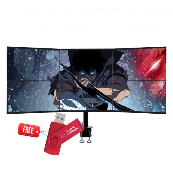 Refurbished 6 Monitor Full HD 1080p (6 x 23") 138” + box pack Stand Home Office trading and gaming Monitor Bundle, CSM 004