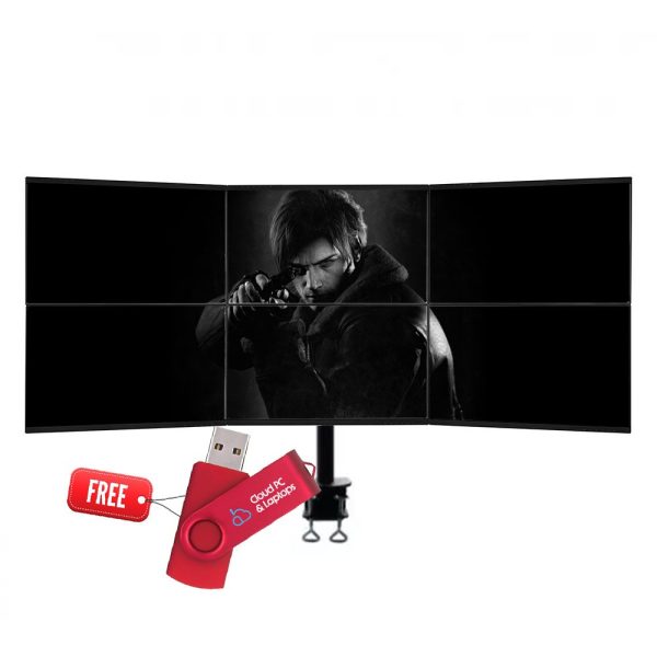 Refurbished 6 Monitor Full HD 1080p (6 x 23") 138” + box pack Stand Home Office trading and gaming Monitor Bundle, CSM 005