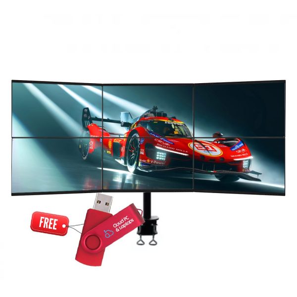 Refurbished 6 Monitor Full HD 1080p (6 x 23") 138” + box pack Stand Home Office trading and gaming Monitor Bundle, CSM 006